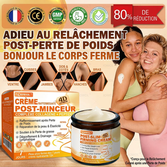 Boutique Officielle | 𝐈𝐎𝐖𝐎𝐋® Crème Raffermissante Post-Amincissement avec GHK-Cu, Argireline & Matrixyl 3000, peptides de collagène et actifs raffermissants pour cibler la peau relâchée et affaissée après une perte de poids.