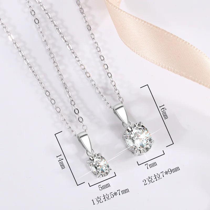 FIRERING Authentic 1-2ct Oval Moissanite Pendant Necklace with Certificate Passed Diamond Test Women Jewelry Gift S925 Silver