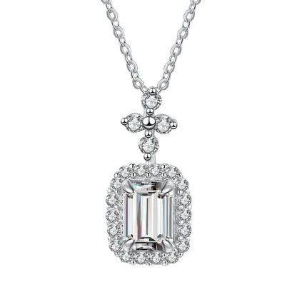 FIRERING 100% Genuine 1ct Green Moissanite Necklace 5x7MM with Certificate Laboratory Diamond Women Jewelry S925 Silver