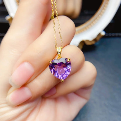 FS 12mm Fine Natural Amethyst Pendant Real S925 Sterling Silver Charm Weddings Jewelry Gift for Women With Certificate MeiBaPJ
