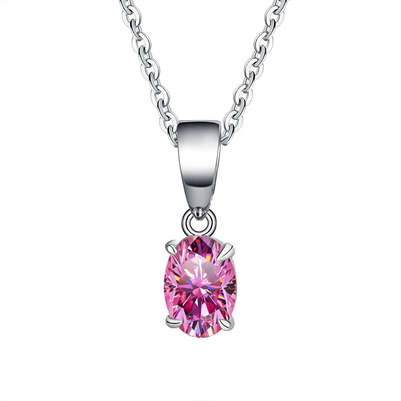 FIRERING Authentic 1-2ct Oval Moissanite Pendant Necklace with Certificate Passed Diamond Test Women Jewelry Gift S925 Silver