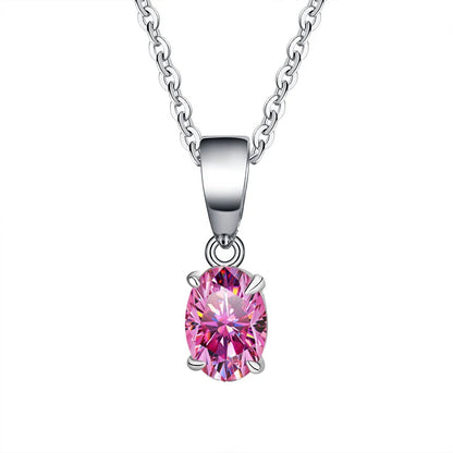 FIRERING Authentic 1-2ct Oval Moissanite Pendant Necklace with Certificate Passed Diamond Test Women Jewelry Gift S925 Silver