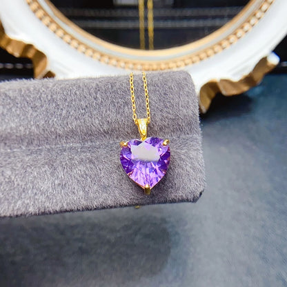 FS 12mm Fine Natural Amethyst Pendant Real S925 Sterling Silver Charm Weddings Jewelry Gift for Women With Certificate MeiBaPJ