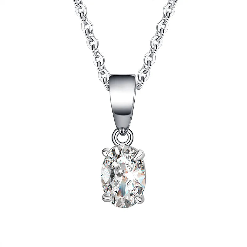FIRERING Authentic 1-2ct Oval Moissanite Pendant Necklace with Certificate Passed Diamond Test Women Jewelry Gift S925 Silver